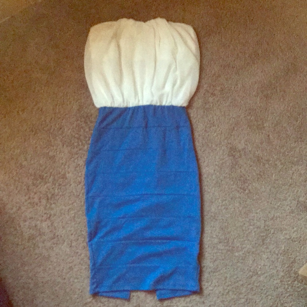White and blue dress